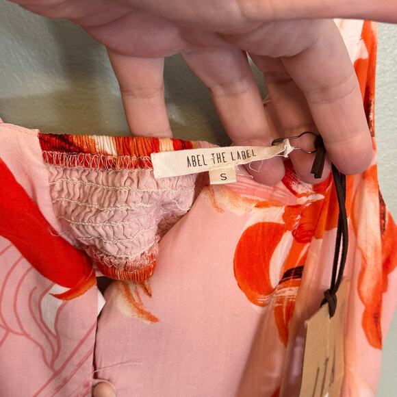 Abel the Label Maxi Sundress S Pink Floral Lola Front Slit Button Up V-Neck NWT - Picture 7 of 10